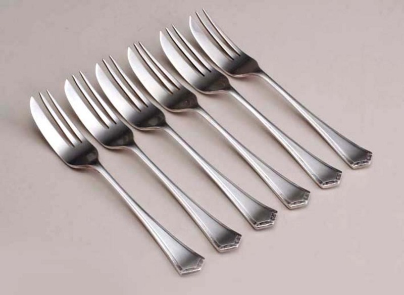 Leopard Antiques Art Deco Silver Cake Forks (set of 6)