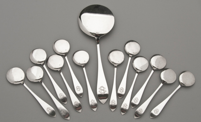 Estate 12 Silver Ice Cream Spoons, Set of 12 Victorian Spoons,  Hungarian/austrian Diana Head Hallmark, 800 Silver 