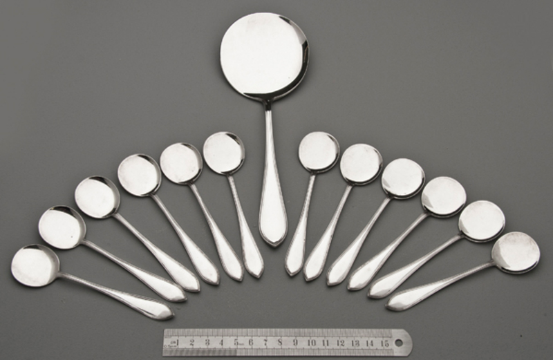 Estate 12 Silver Ice Cream Spoons, Set of 12 Victorian Spoons,  Hungarian/austrian Diana Head Hallmark, 800 Silver 