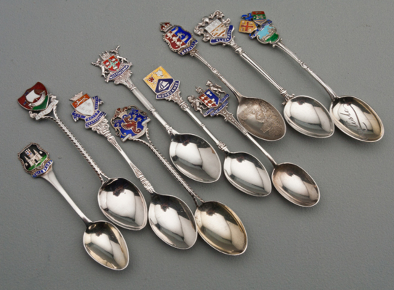 Lot Of 10 Vintage Collectible Souvenir Small Metal Spoons From Various  Places