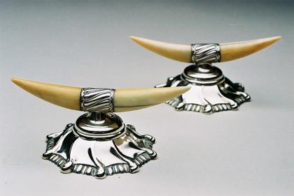 Silver and Ivory knife rests (pair)
