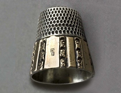 Antique Sterling Silver and Gold Thimble - Stern