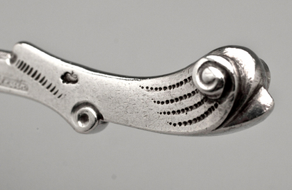 German Silver Auricular Scroll Spoon - Hamburg, J.F. Nicolassen