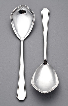 Art Deco German Silver Serving Spoons (Pair) - Lutz & Weiss