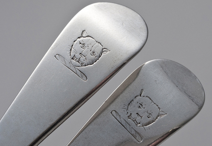 Georgian Silver Tablespoons (Pair) - Leopards Head Crest, Cusped Duty 1797