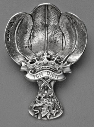 Prince of Wales Investiture Commemorative Silver Caddy Spoon - ICH DIEN, Garrard & Co, Regent St.