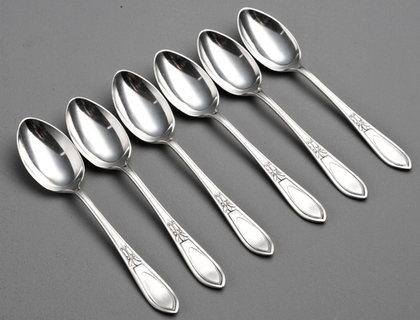 Sterling Silver Art Deco Teaspoons (Set of 6) - Unknown Pattern