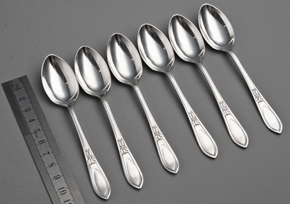 Sterling Silver Art Deco Teaspoons (Set of 6) - Unknown Pattern