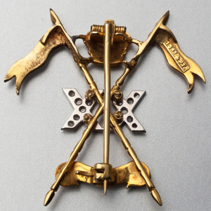 20th Lancers Gold and Diamond Sweetheart Brooch
