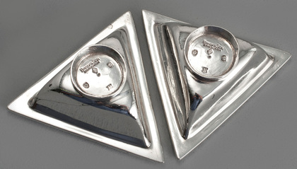 Traprain Treasure Sterling Silver Triangular Salt Cellars (Pair) - Authorised Reproductions, Brook & Son - Small size