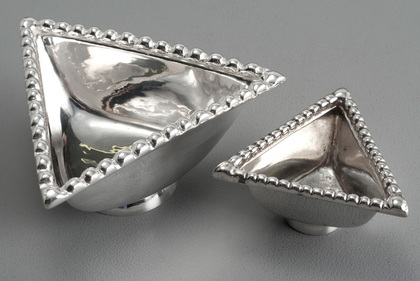 Traprain Treasure Sterling Silver Triangular Salt Cellars (Pair) - Authorised Reproductions, Brook & Son - Small size