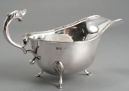 Sterling Celtic Silver Sauce Boats (Pair) - Zoomorphic Design, Mythical Beasts