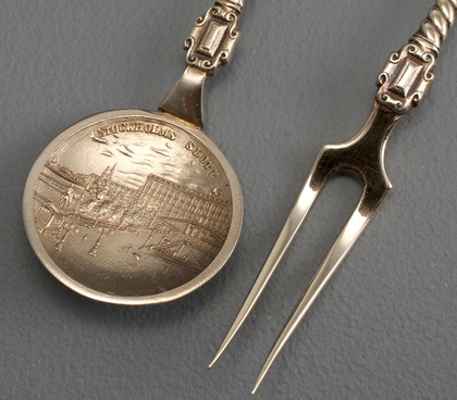Swedish Antique Silver Souvenir Spoon and Fork - Stockholms Slott