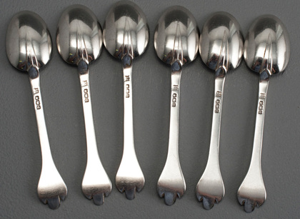 Sterling Silver Rat Tail Trefid Coffee Spoons (Set of 6) - Wilson & Gill, Regent Street, London