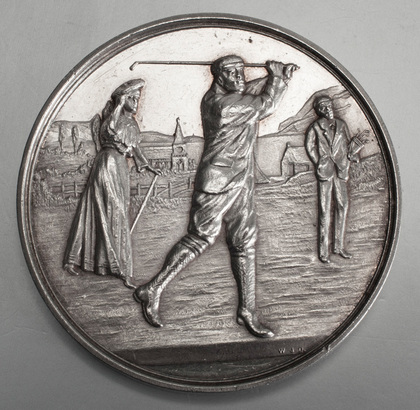 Antique Sterling Silver Golfing Medallion