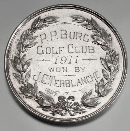 Antique Sterling Silver Golfing Medallion