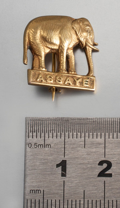 Indian Colonial 9 Carat Gold Military Sweetheart Brooch - Elephant, Assaye, Royal Highland Fusiliers, Hamilton & Co.