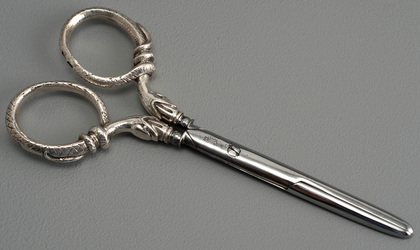 Antique Silver Snake Sewing Scissors - Hanau