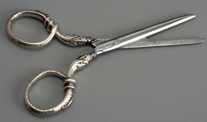 Antique Silver Snake Sewing Scissors - Hanau