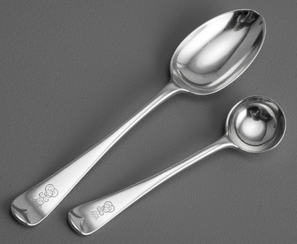 Antique Silver Teaspoons (Set of 6) and Matching Saltspoons (Pair) - Earl's Coronet, C Monogram