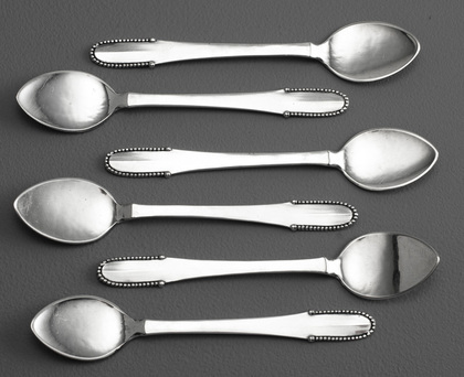 Georg Jensen Beaded Pattern Ice Cream Spoons (Set of 6) - Kugle # 7