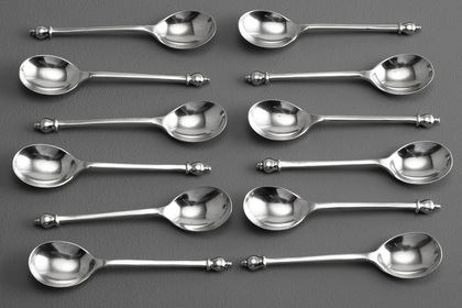 Sterling Silver Baluster Finial Demitasse Coffee Spoons (Set of 12) - Brook & Sons, Edinburgh