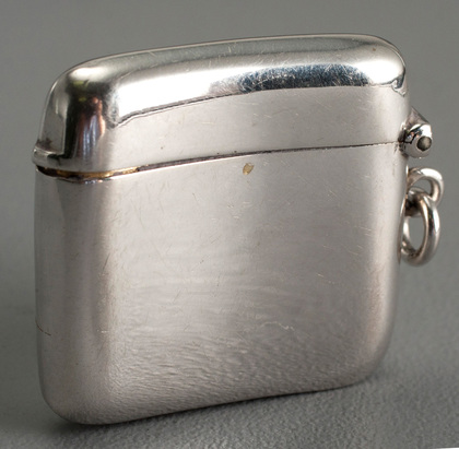 Antique Silver and Enamel Vesta Case - Just One More, Enamel Pipe