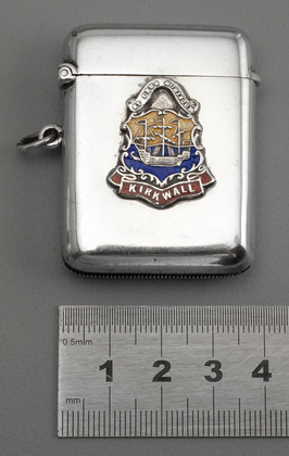 Antique Silver and Enamel Vesta Case - Kirkwall - Si Deus Nobiscum