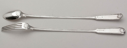 Rare Chinese Export Silver Long Handled Pickle Fork and Spoon - Khecheong