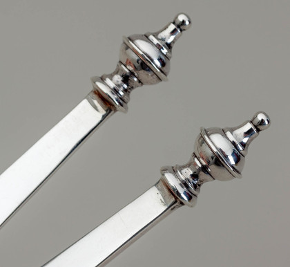Sterling Silver Baluster Gilded Serving Spoons (Pair) - Mappin & Webb