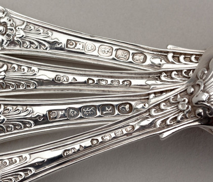 Queens Pattern Sterling Georgian and Victorian Silver Egg Spoons (4) - Rosette Pattern