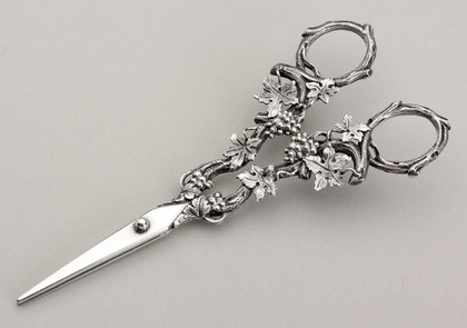 Antique Dutch Cast Silver Grape Scissors - Jilles Limburg
