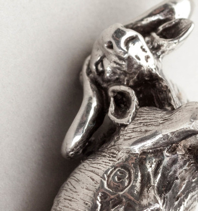 Patrick Mavros Silver Buffalo On Wooden Base - Miniature