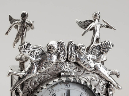 Dutch Miniature Silver Longcase Clock (Grandfather Clock) - Staande Horloges