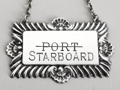 Port Starboard Nautical Themed Sterling Silver Wine Label - Unrecorded Name