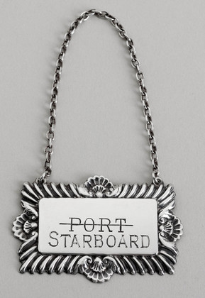 Port Starboard Nautical Themed Sterling Silver Wine Label - Unrecorded Name