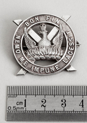 Antique Silver Scottish Regimental or Clan Badge Brooch - Nemo Me Impune Lacessit