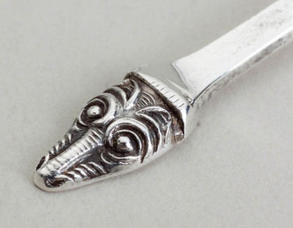 Sterling Silver Sugar and Coffee Spoon Set (Boxed set of 7) - Celtic Stylised Dogs Head Finial