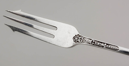 Antique Silver Cased Stilton Scoop, Pickle Fork and Butterknife - Venetian/Italian Pattern