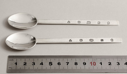 Denis Lacy-Hulbert Silver Arts & Crafts Puritan Condiment Spoons (pair, large size)