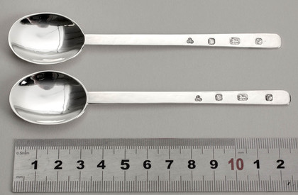 Denis Lacy-Hulbert Silver Arts & Crafts Puritan Condiment Spoons (pair, small size)