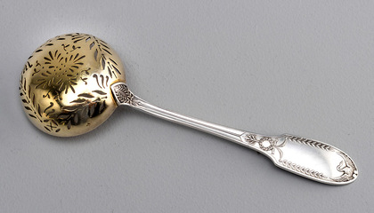 Puiforcat 950 Antique French silver Empire Pattern Sifter Ladle