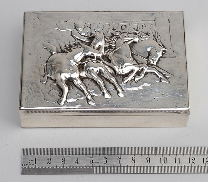 Victorian Silver Horse Chariot Racing Table Box - George Lambert, Robert Stocker, Quadriga, Apollo