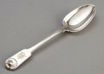 Chinese Export Fiddle & Shell Pattern Dessert Spoon - Cutshing