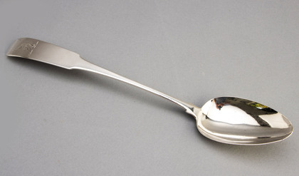 Irish Georgian Silver Basting Spoon - John Power, Unicorn Crest, Cunningham Family