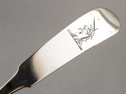 Irish Georgian Silver Basting Spoon - John Power, Unicorn Crest, Cunningham Family