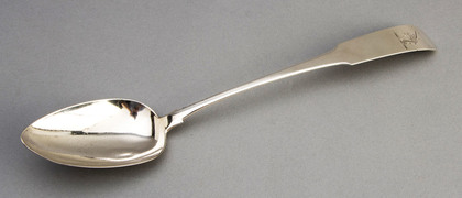 Irish Georgian Silver Basting Spoon - John Power, Unicorn Crest, Cunningham Family