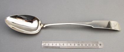 Irish Georgian Silver Basting Spoon - John Power, Unicorn Crest, Cunningham Family