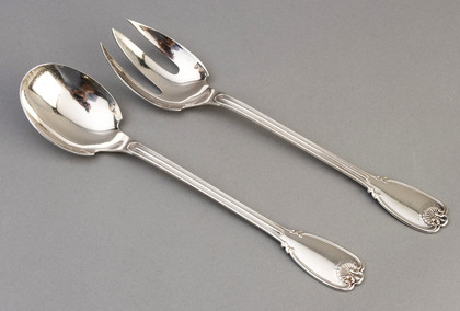 Christofle Cardeilhac French Sterling Silver Salad Servers (Pair) - Sceaux Pattern