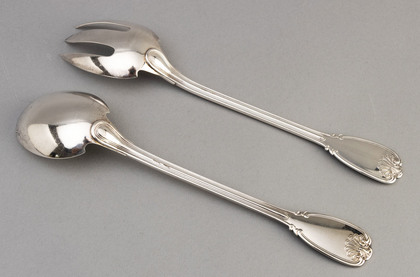 Christofle Cardeilhac French Sterling Silver Salad Servers (Pair) - Sceaux Pattern